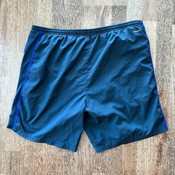 Nike FITDRY Shorts Athletic Running Mens XL Gray Blue Drawstring DriFit Pockets - Picture 4 of 6
